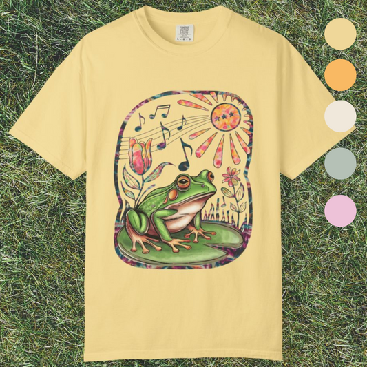 Groovy Singing Frog T-Shirt – Comfort Colors Vintage Washed Tee